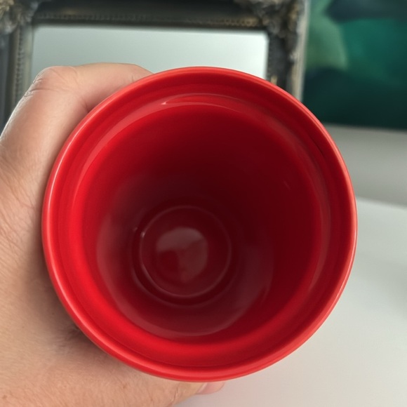Starbucks Bright Red Travel Mug with Gold Shimmer 12 fl oz EUC - Picture 4 of 12